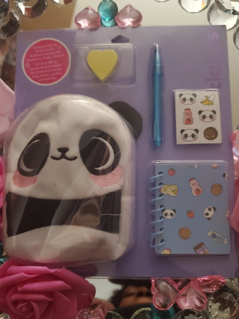 Claire's Pink and White Panda Mini Backpack Stationery Set